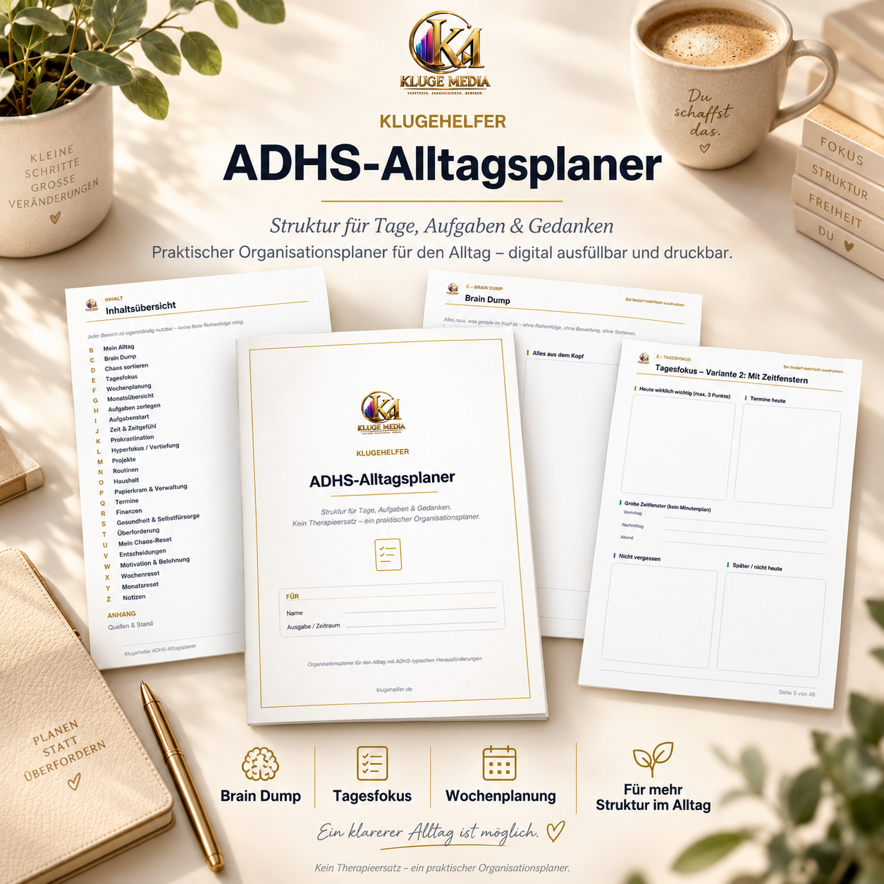KlugeHelfer ADHS-Alltagsplaner als digital ausfüllbare PDF