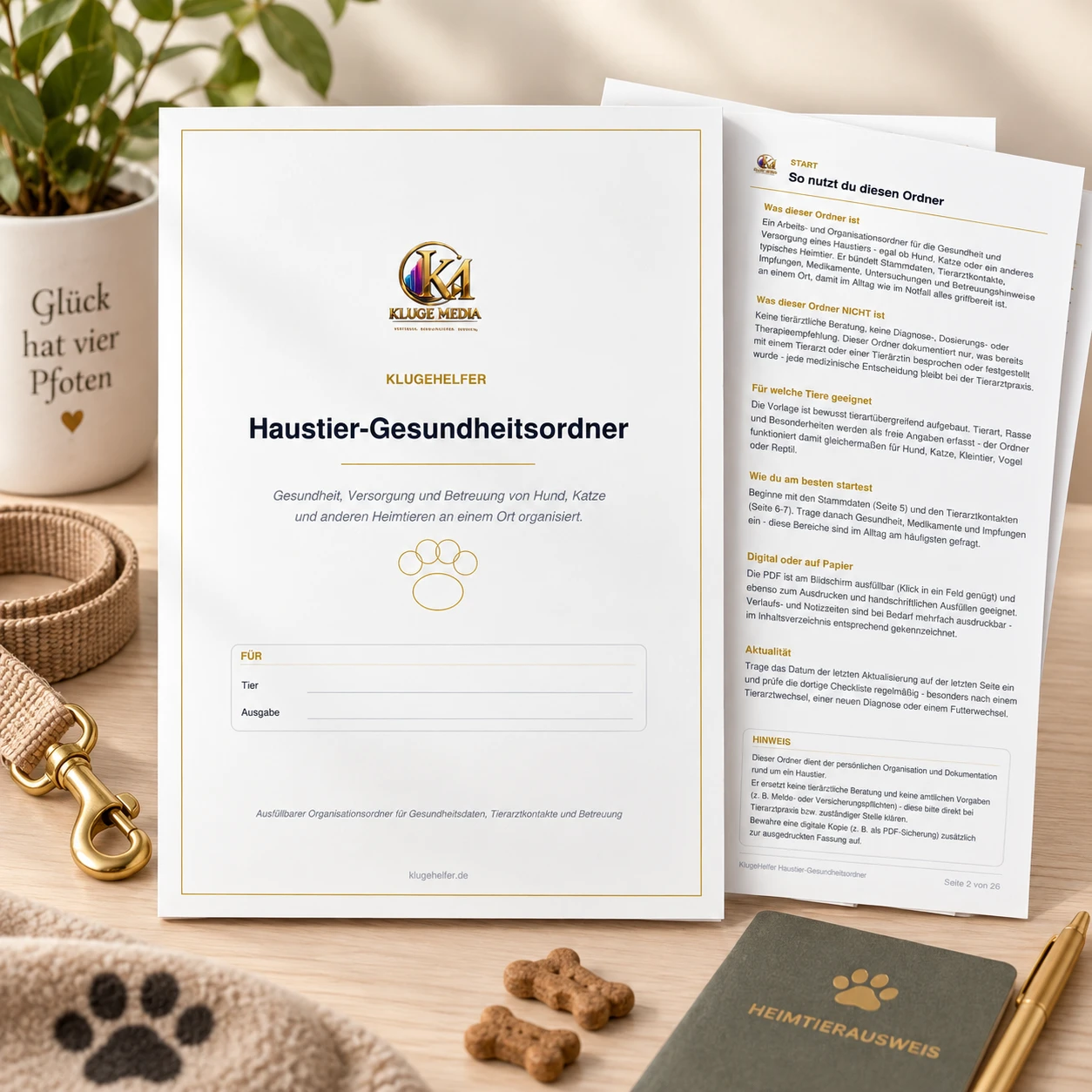 KlugeHelfer Haustier-Gesundheitsordner als digitaler PDF-Ordner