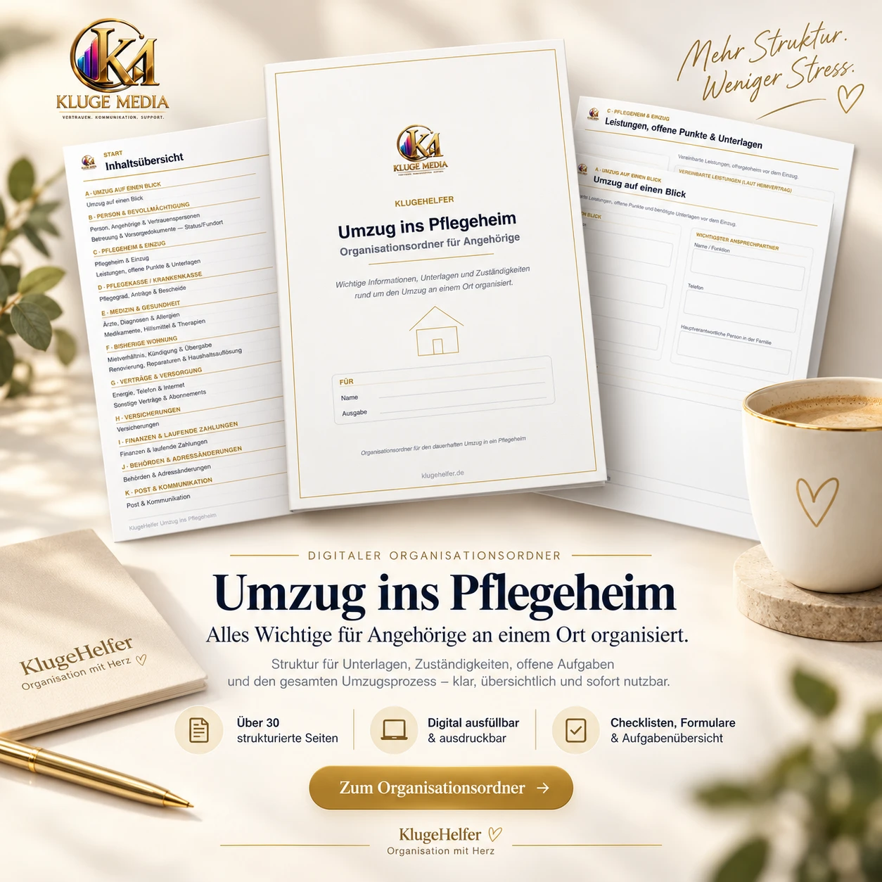 KlugeHelfer Umzug ins Pflegeheim – Organisationsordner für Angehörige